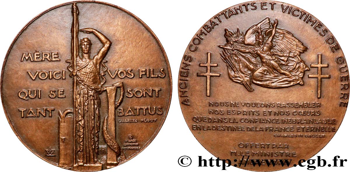 CINQUIÈME RÉPUBLIQUE Médaille, Anciens combattants et victimes de guerre, offert par le ministre André Bord SUP