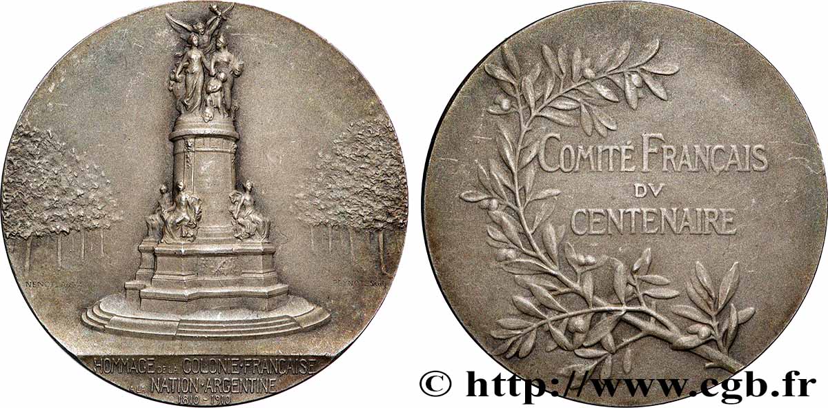 III REPUBLIC Médaille, Centenaire de l’Argentine, Comité français AU/AU