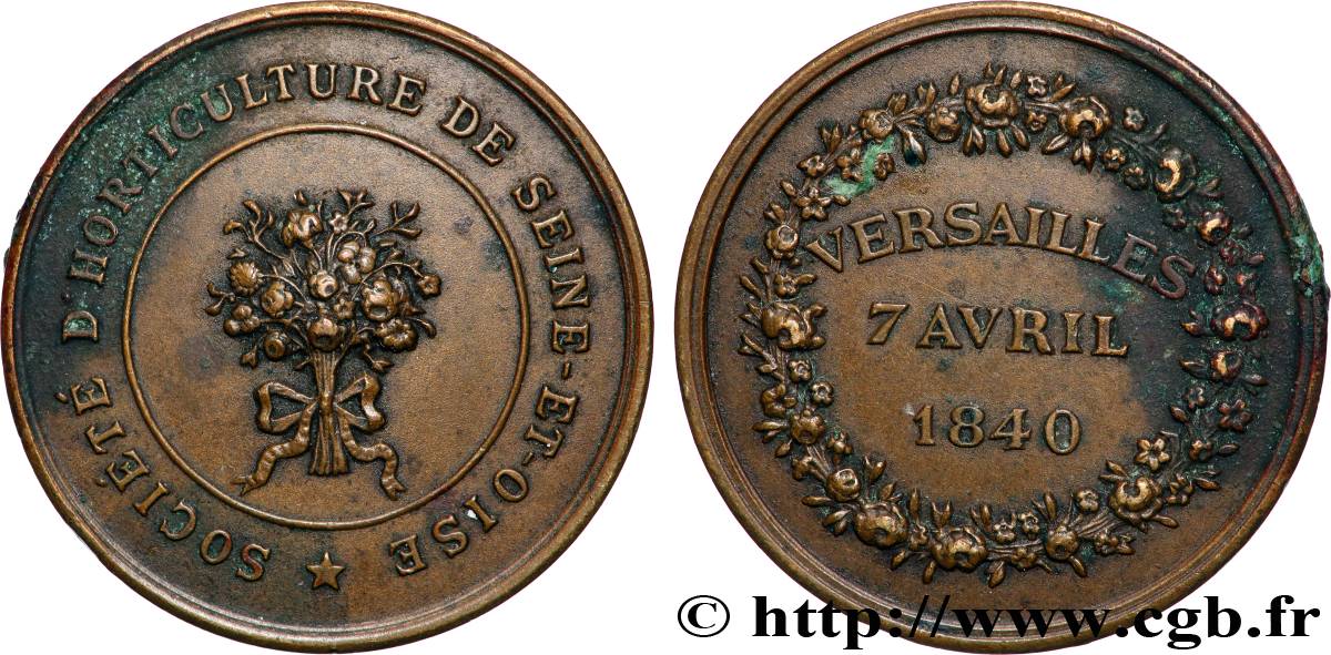 SOCIÉTÉS D&nbsp;AGRICULTURE, HORTICULTURE, PÊCHE ET CHASSE SOCIETE D&nbsp;HORTICULTURE DE SEINE ET OISE, refrappe TTB