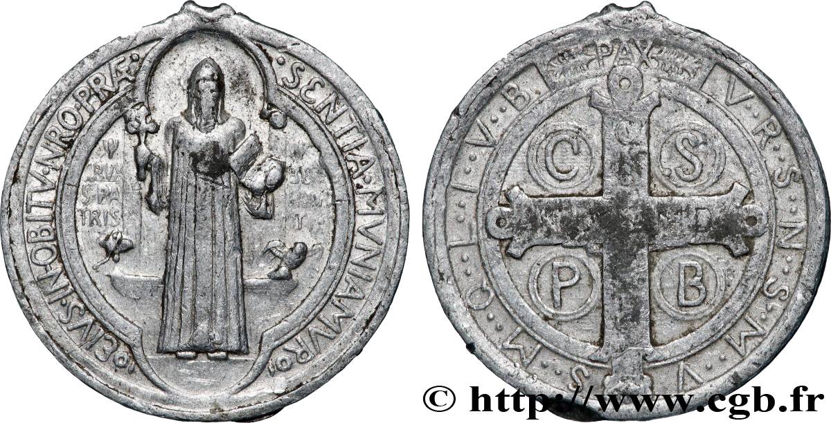 RELIGIOUS MEDALS Médaille, Saint Benoît XF