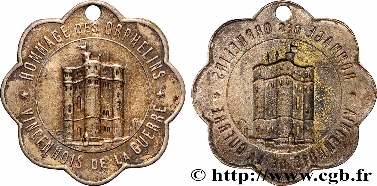 III REPUBLIC Médaille, Hommage des orphelins vincennois de la guerre XF