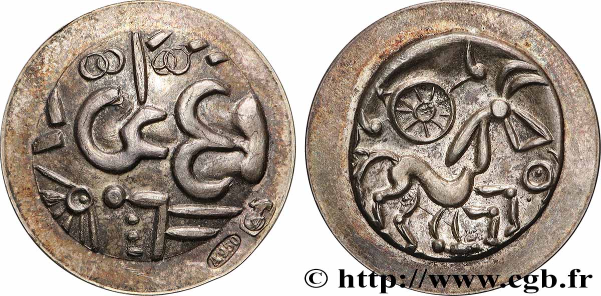 CINQUIÈME RÉPUBLIQUE Médaille, Reproduction stylisée d’une monnaie gauloise SUP