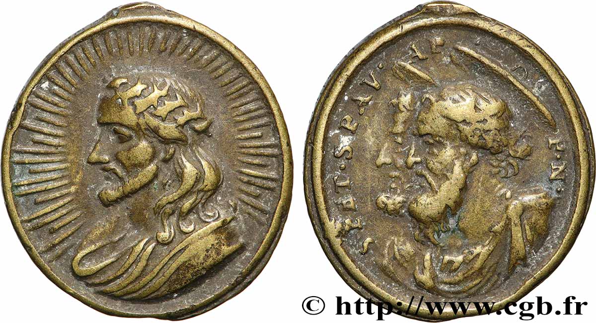 MÉDAILLES RELIGIEUSES Médaille, Christ, Saint Pierre et Saint Paul TTB