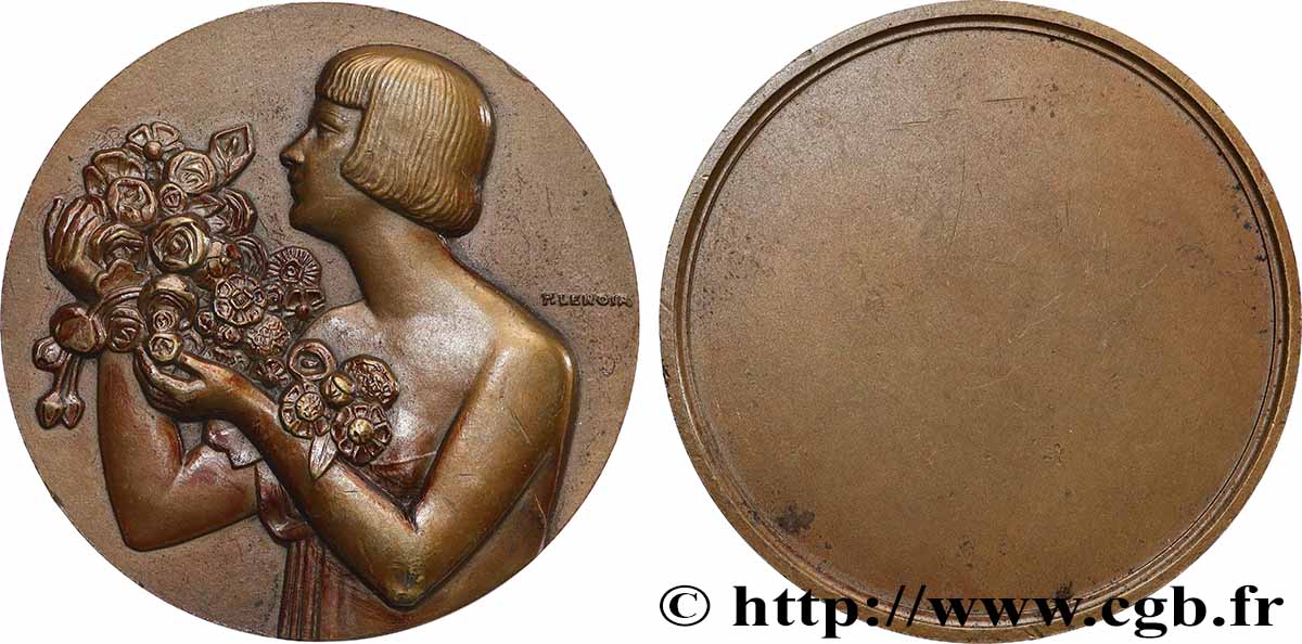 TROISIÈME RÉPUBLIQUE Médaille, Femme aux fleurs TTB