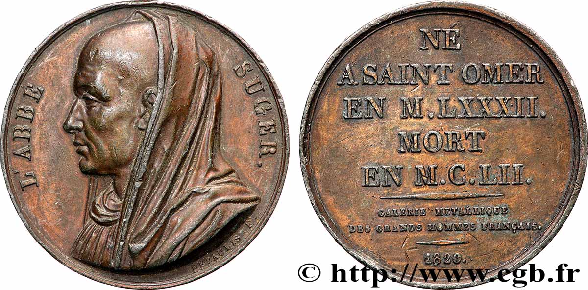 GALERIE MÉTALLIQUE DES GRANDS HOMMES FRANÇAIS Médaille, Suger TTB
