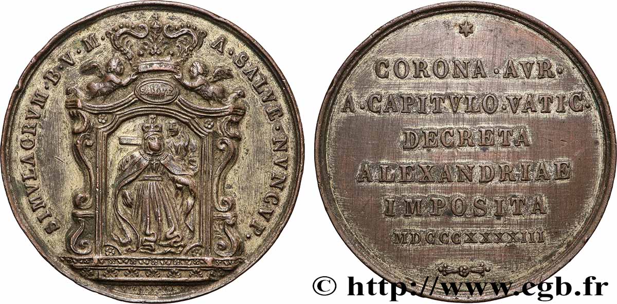 MÉDAILLES RELIGIEUSES Médaille, Commémoration de l’imposition de la couronne à la Vierge della Salve BB