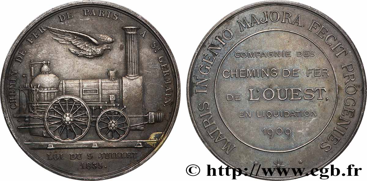 TROISIÈME RÉPUBLIQUE Médaille, Chemins de Fer de l’Ouest en liquidation TTB+