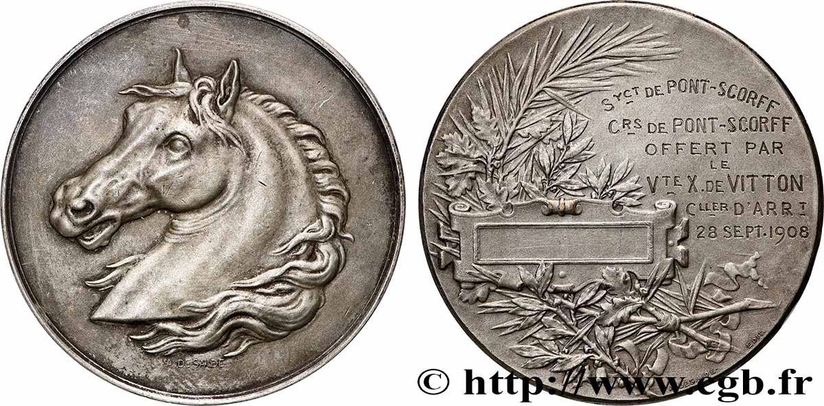 TROISIÈME RÉPUBLIQUE Médaille, Société de Pont-Scorff TTB+