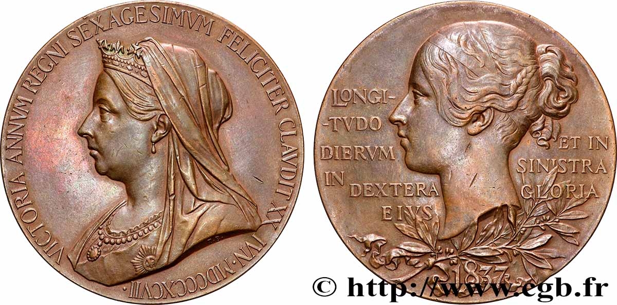 GROßBRITANNIEN - VICTORIA Médaille, 60e anniversaire de règne de Victoria fVZ