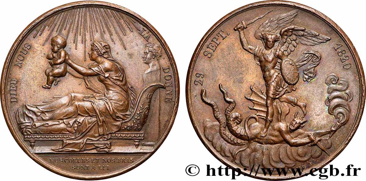 HENRI V COMTE DE CHAMBORD Médaille, Naissance de Henri, duc de Bordeaux, futur comte de Chambord AU