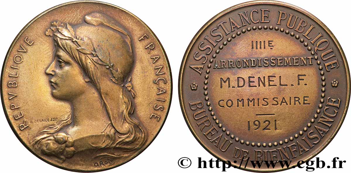 DRITTE FRANZOSISCHE REPUBLIK Médaille de récompense, bureau de bienfaisance fVZ