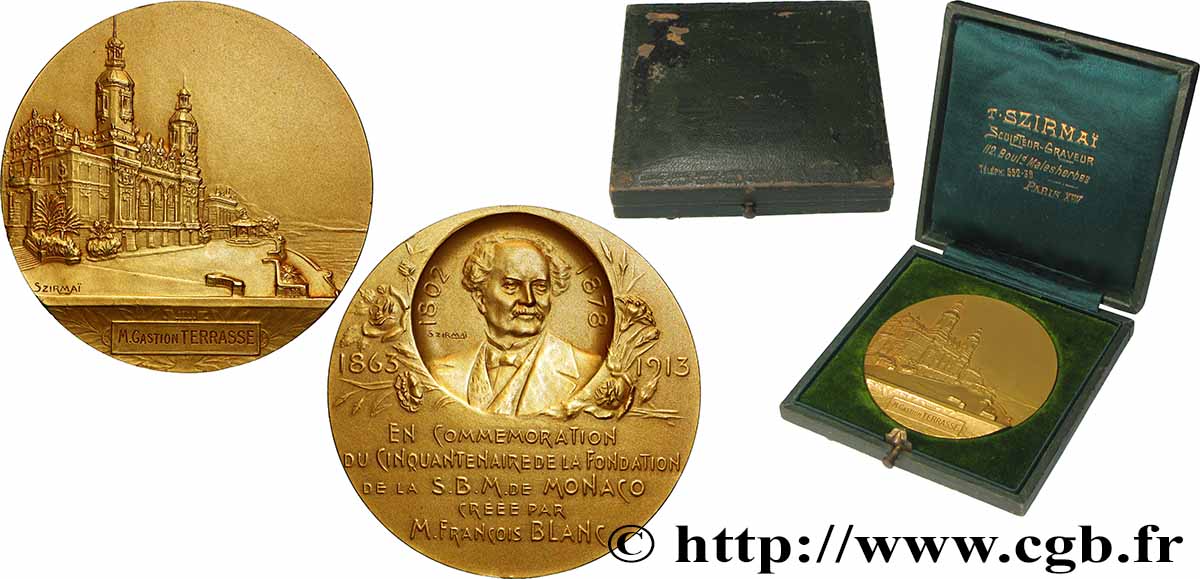 MONACO - PRINCIPAUTÉ DE MONACO - CHARLES III Médaille, Commémoration du cinquantenaire de la fondation de la S. B. M. de Monaco fVZ