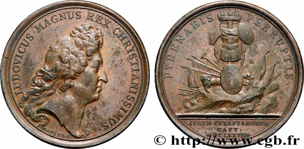 LOUIS XIV &nbsp;THE SUN KING&nbsp; Médaille, Prise de Puigcerda AU