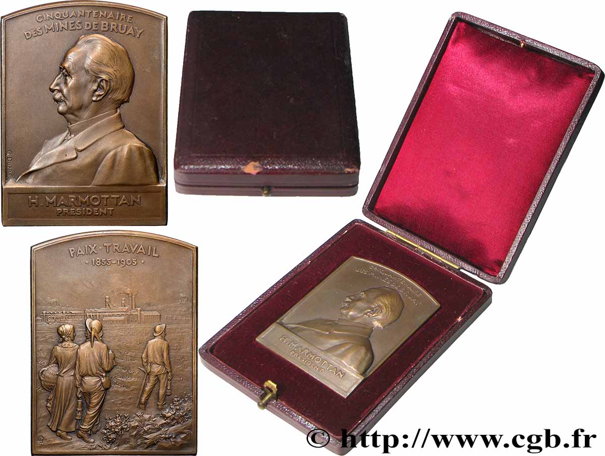 TERZA REPUBBLICA FRANCESE Plaquette, H. Marmottan, Cinquantenaire des mines de Bruay q.SPL