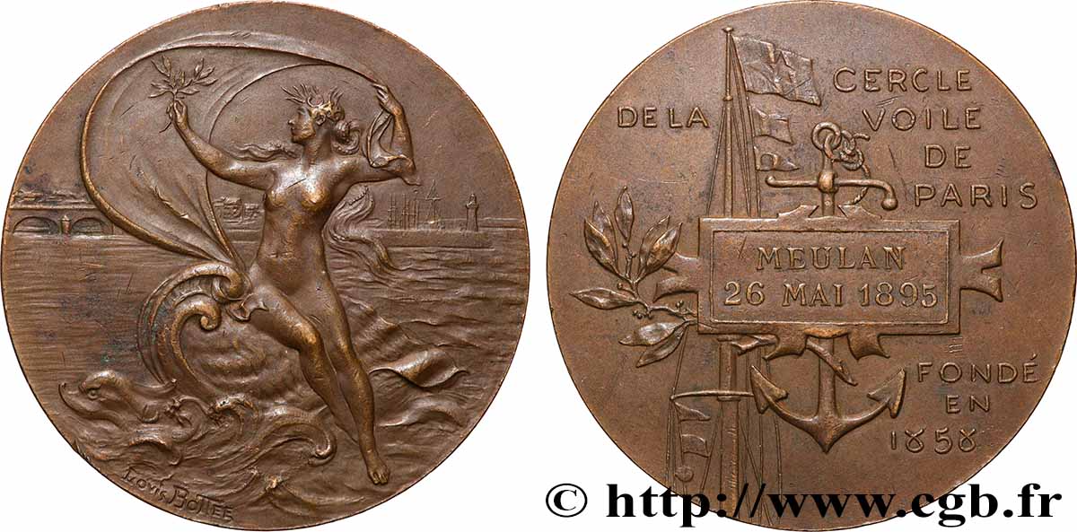 TROISIÈME RÉPUBLIQUE Médaille, 1er prix, Cercle de la voile TTB