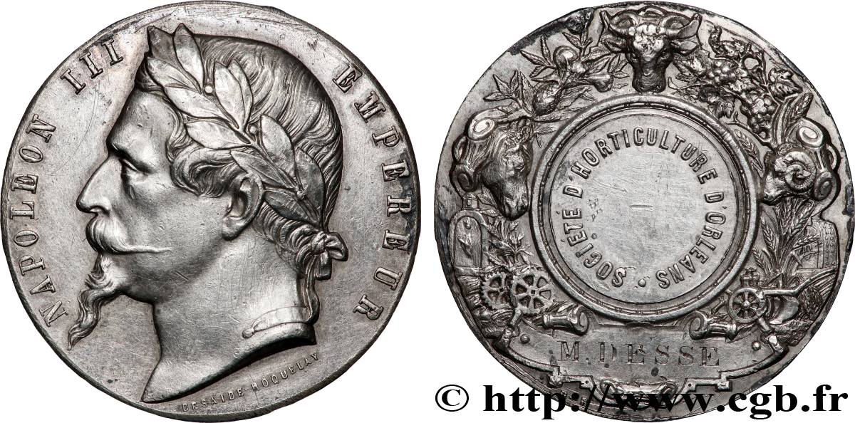 SECOND EMPIRE Médaille, Société d’horticulture d’Orléans AU