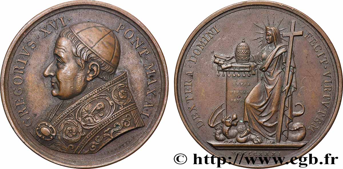 VATICAN - GREGORY XVI Médaille, Mouvements révolutionnaires XF/AU