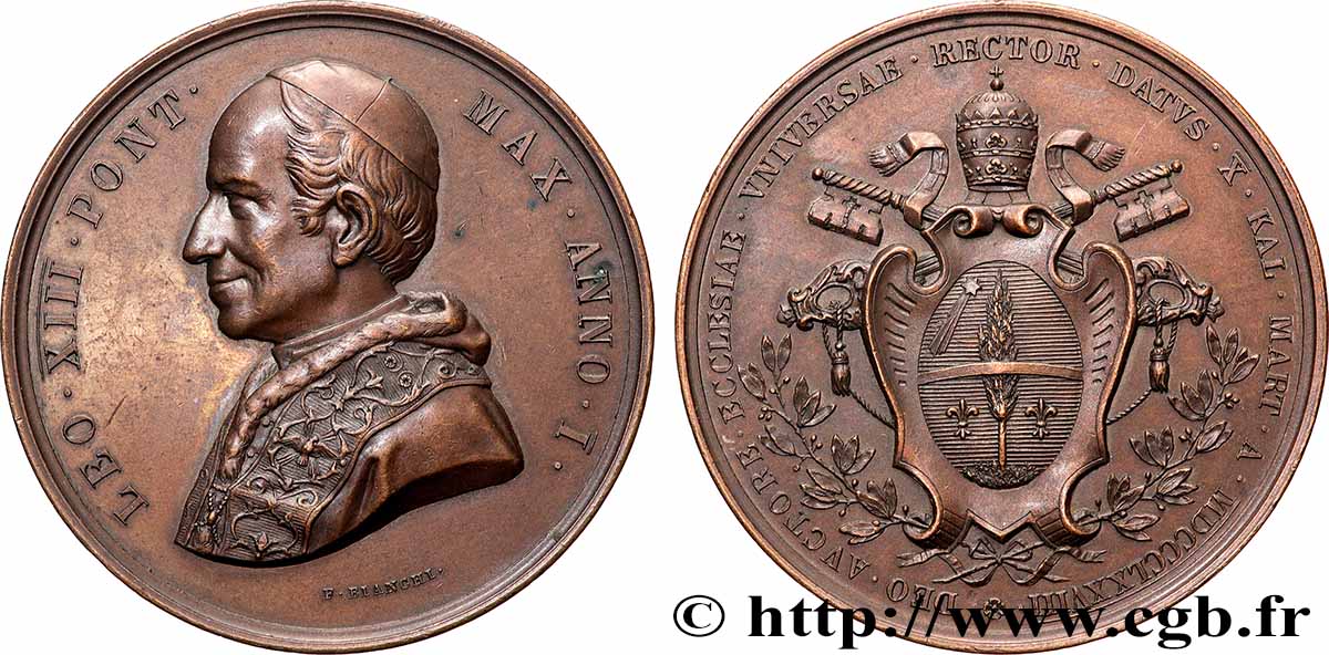 ITALIE - ÉTATS DU PAPE - LÉON XIII (Vincenzo Gioacchino Pecci) Médaille, Couronnement du pape TTB+