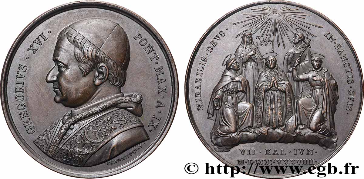 VATICAN - GREGORY XVI Médaille, Canonisations AU