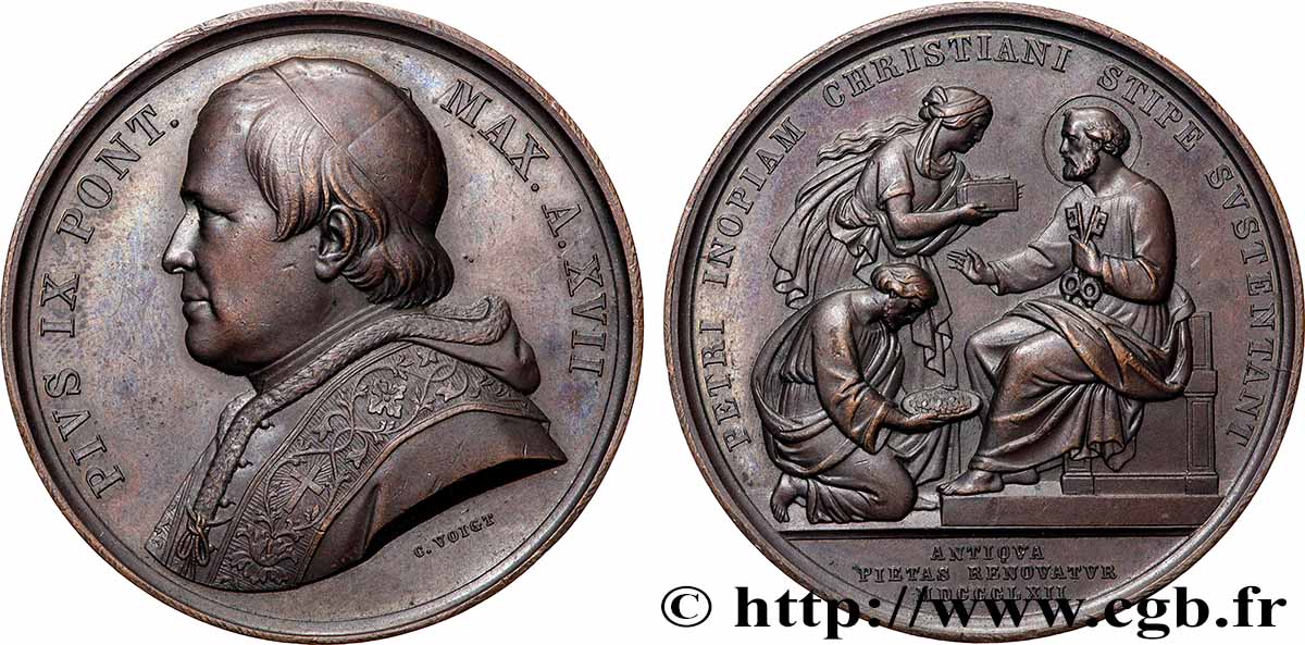 ITALIEN - KIRCHENSTAAT - PIE IX. Giovanni Maria Mastai Ferretti) Médaille, “le pape qui frappe l’argent” fVZ/VZ