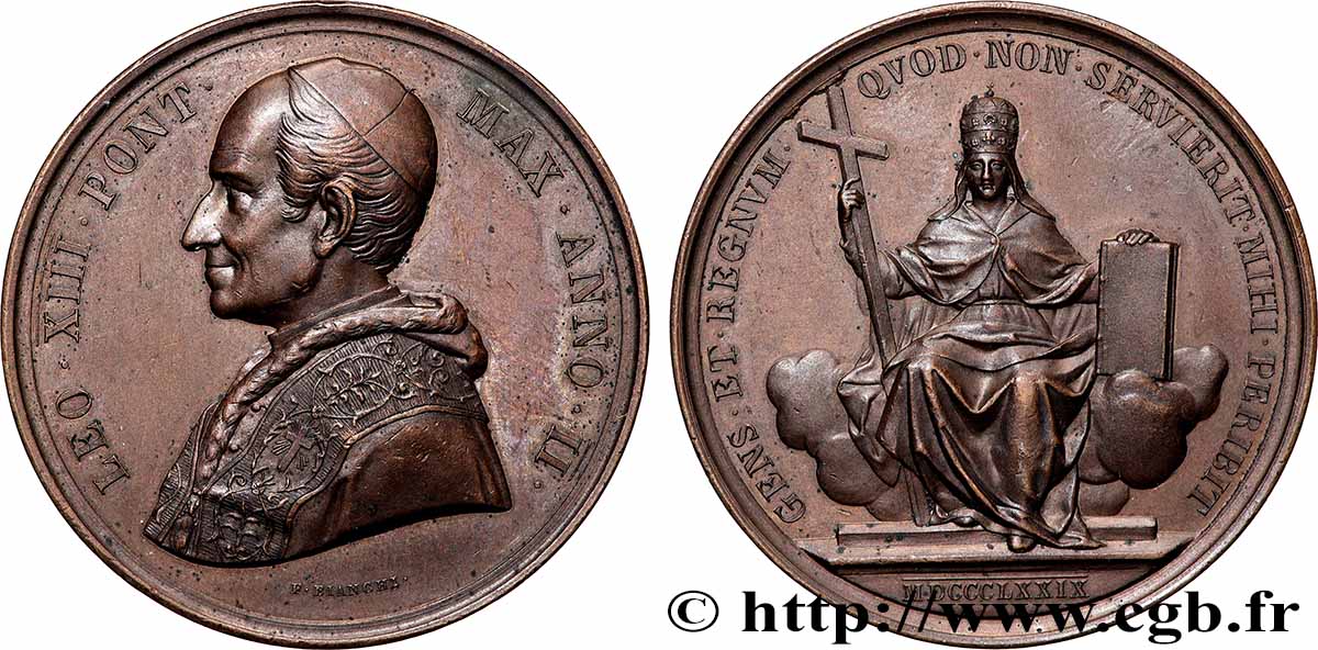 ITALIE - ÉTATS DE L&nbsp;ÉGLISE - LÉON XIII (Vincenzo Gioacchino Pecci) Médaille, Basilique du Baptistère de Florence q.SPL/SPL