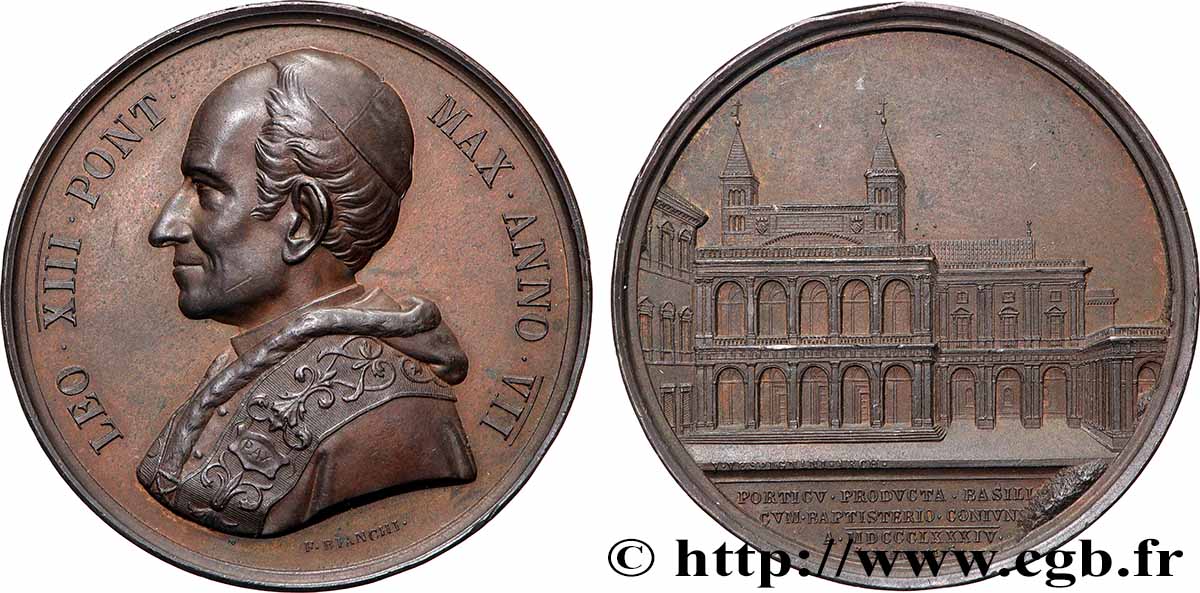 ITALIE - ÉTATS DE L&nbsp;ÉGLISE - LÉON XIII (Vincenzo Gioacchino Pecci) Médaille, Basilique du Baptistère de Florence q.SPL