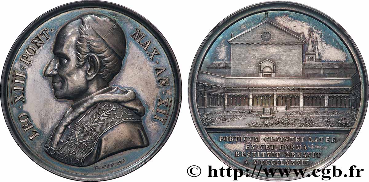 ITALIE - ÉTATS DE L&nbsp;ÉGLISE - LÉON XIII (Vincenzo Gioacchino Pecci) Médaille, Cloître du Latran BB