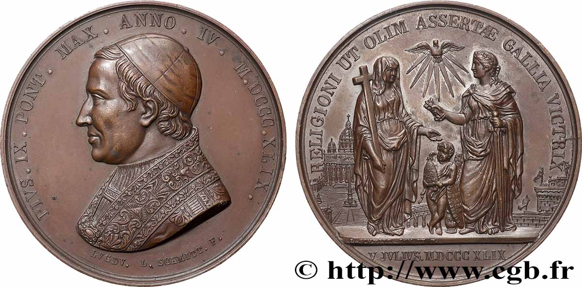 ITALIE - ÉTATS DU PAPE - PIE IX (Jean-Marie Mastai Ferretti) Médaille, l&nbsp;Indépendance Pontificale garantie par la France SUP