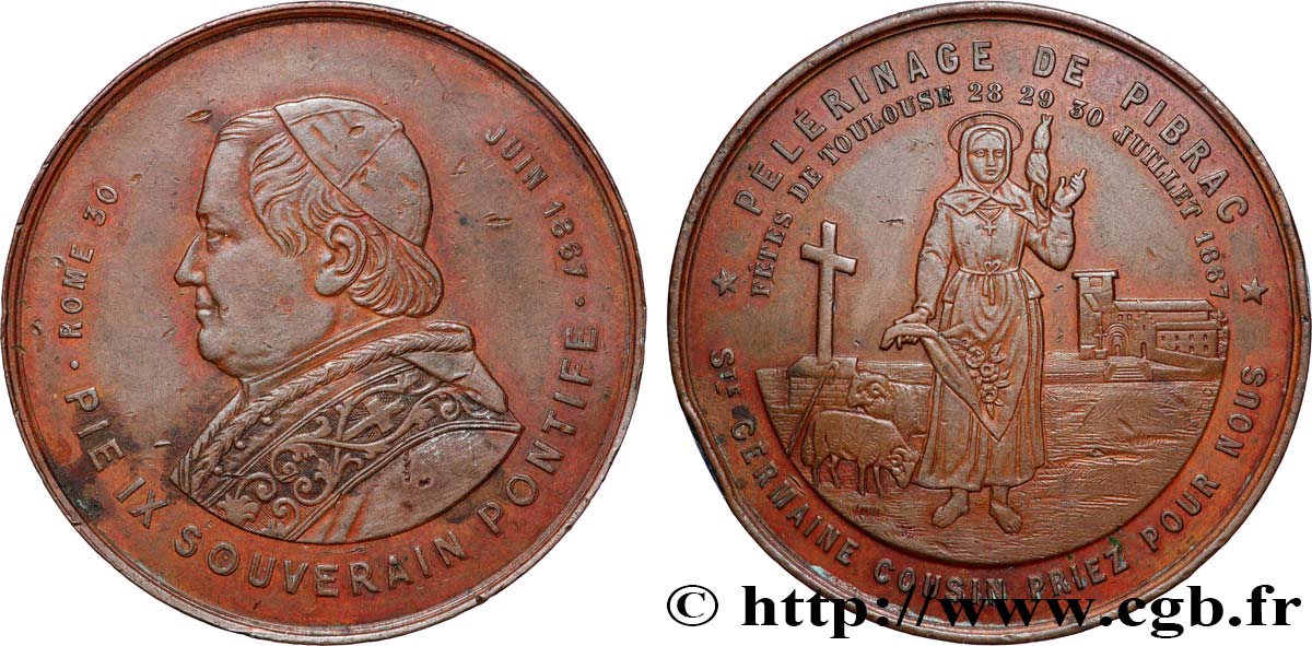 VATICAN - PIUS IX (Giovanni Maria Mastai Ferretti) Médaille, pèlerinage de Pibrac XF