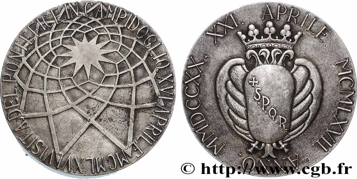 ITALIE Médaille, Visite du pontife au Capitole TTB+