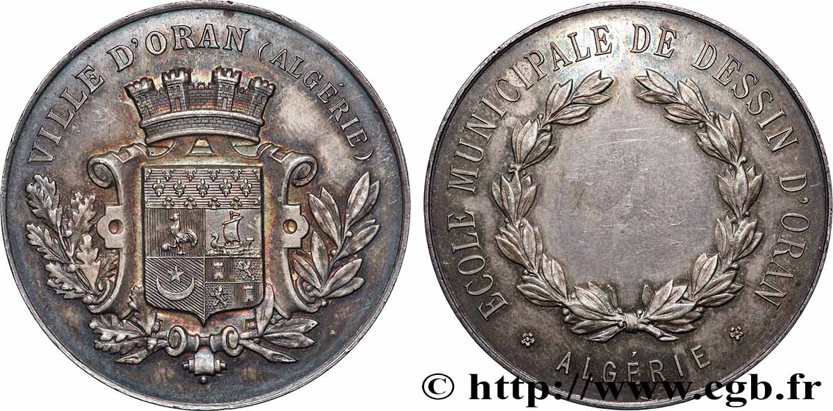 ALGÉRIE - TROISIÈME RÉPUBLIQUE Médaille, École municipale de dessin, Sculpture fVZ