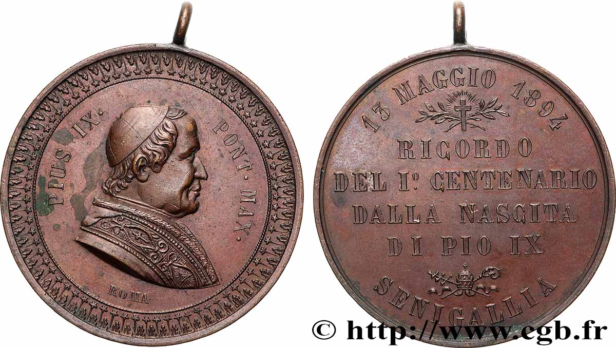 ITALY - PAPAL STATES - PIUS IX (Giovanni Maria Mastai Ferretti) Médaille, Centenaire de naissance de Pie IX XF/AU
