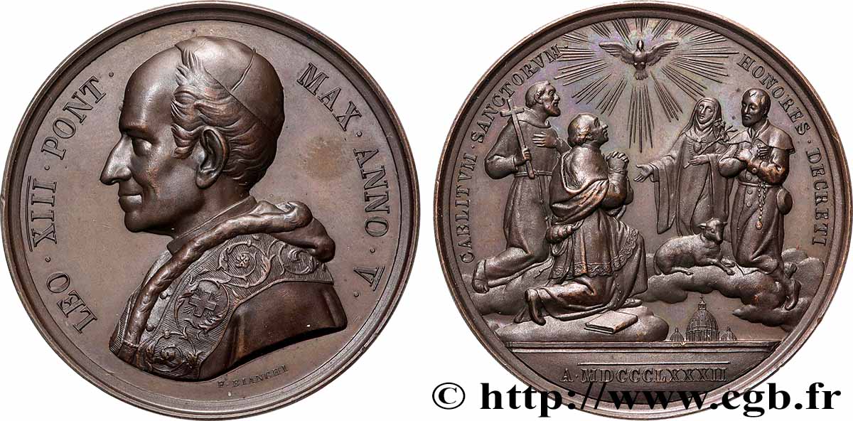 ITALIE - ÉTATS DE L&nbsp;ÉGLISE - LÉON XIII (Vincenzo Gioacchino Pecci) Médaille, Quatre nouveaux saints VZ