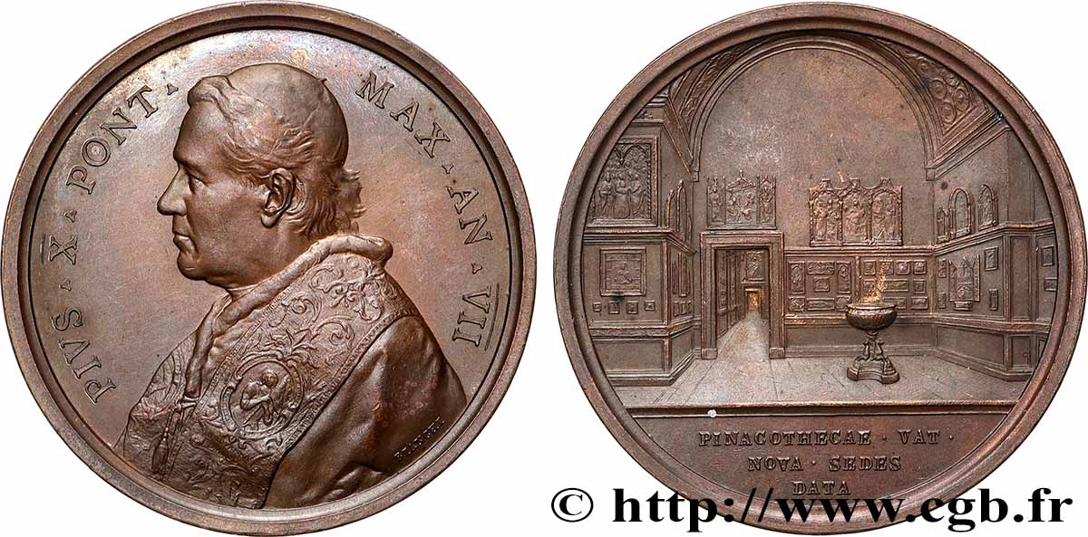 VATICAN - PIE X (Giuseppe Melchiorre Sarto) Médaille, La nouvelle pinacothèque du Vatican SUP
