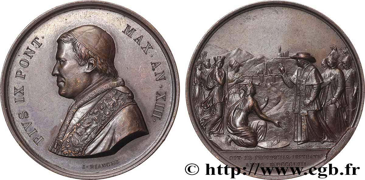 VATICAN - PIUS IX (Giovanni Maria Mastai Ferretti) Médaille, Voyage du pontife en province AU/AU