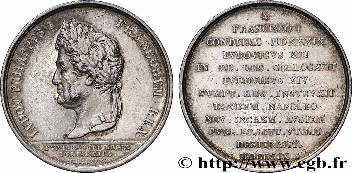 LOUIS-PHILIPPE Ier Médaille, Restauration de la typographie, refrappe TTB
