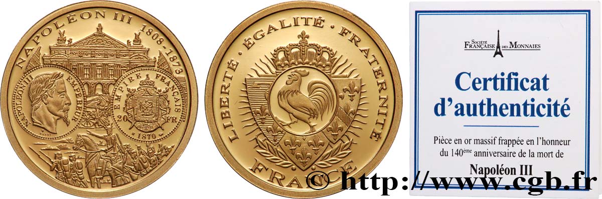 V REPUBLIC Médaille, 140e anniversaire Napoléon III Proof set