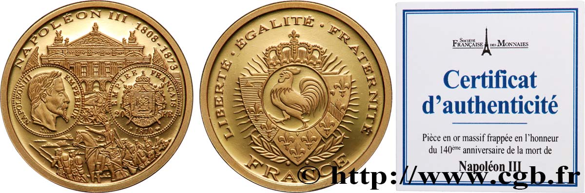 V REPUBLIC Médaille, 140e anniversaire Napoléon III Proof set