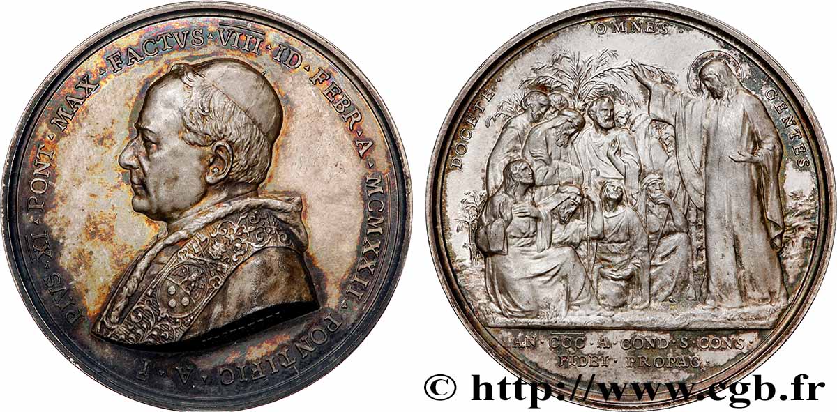 VATIKAN - PIE XI. (Achille Ratti) Médaille, Tricentenaire de la Congrégation “de propaganda fide” VZ