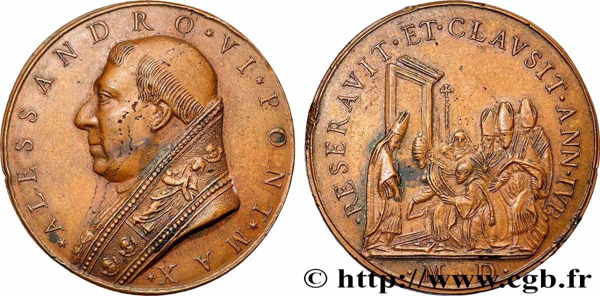 ITALIEN - KIRCHENSTAAT - ALEXANDER VI. (Rodrigo Borgia) Médaille, Fermeture de la Porte Sainte à l&nbsp;occasion de l&nbsp;Année Sainte fVZ