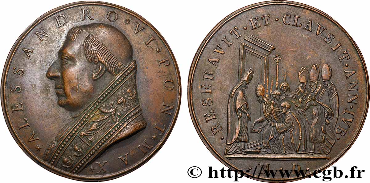 ITALIEN - KIRCHENSTAAT - ALEXANDER VI. (Rodrigo Borgia) Médaille, Fermeture de la Porte Sainte à l&nbsp;occasion de l&nbsp;Année Sainte fVZ