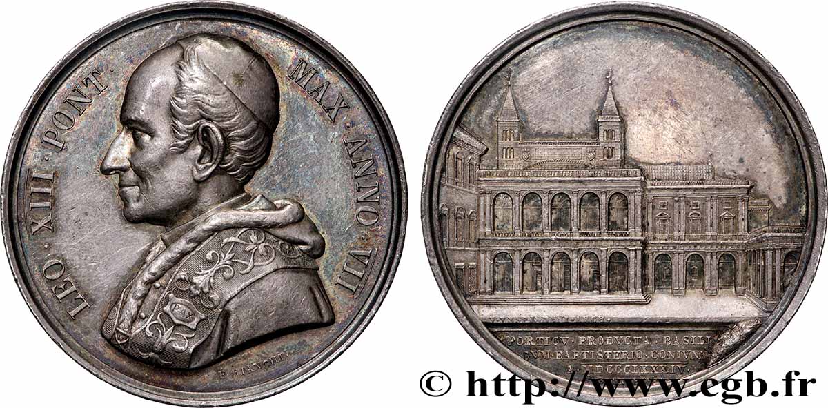 ITALIE - ÉTATS DE L&nbsp;ÉGLISE - LÉON XIII (Vincenzo Gioacchino Pecci) Médaille, Basilique du Baptistère de Florence fVZ