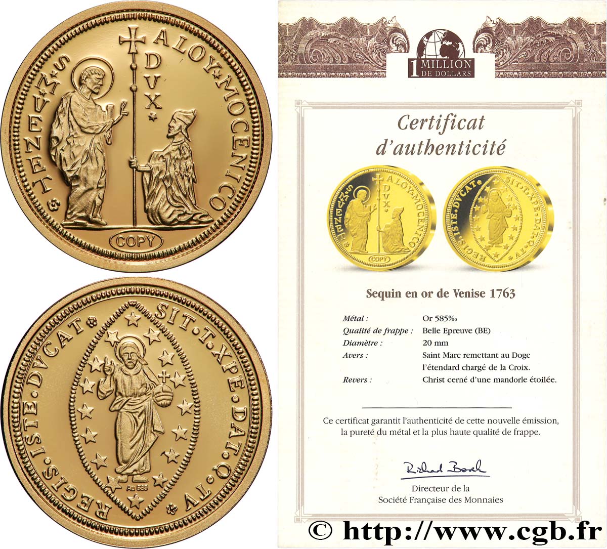 1 MILLION DOLLAR SERIES Médaille, Reproduction d’une monnaie, Sequin Proof set