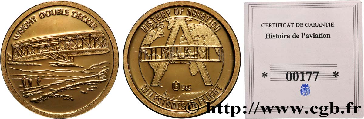 LITERATURE : WRITERS - POETS Médaille, Wright Doppeldecker Proof set