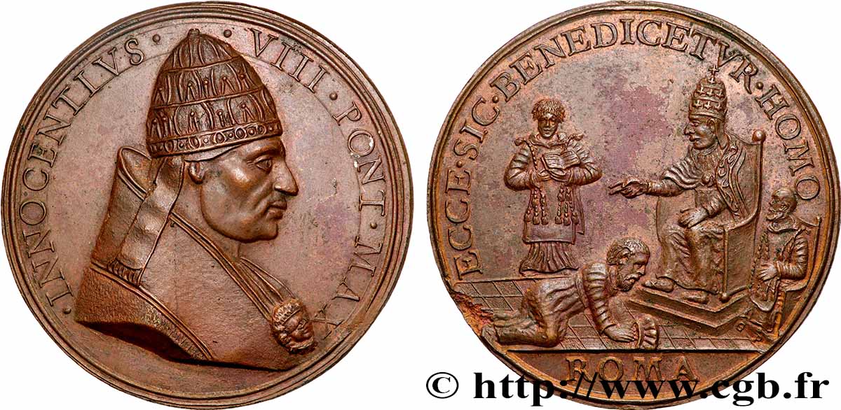 ITALIE - ÉTATS DU PAPE - INNOCENT VIII (Jean-Baptiste Cibo) Médaille, Rencontre entre Innocent VIII et le prince turc Djem (Dschem) SUP