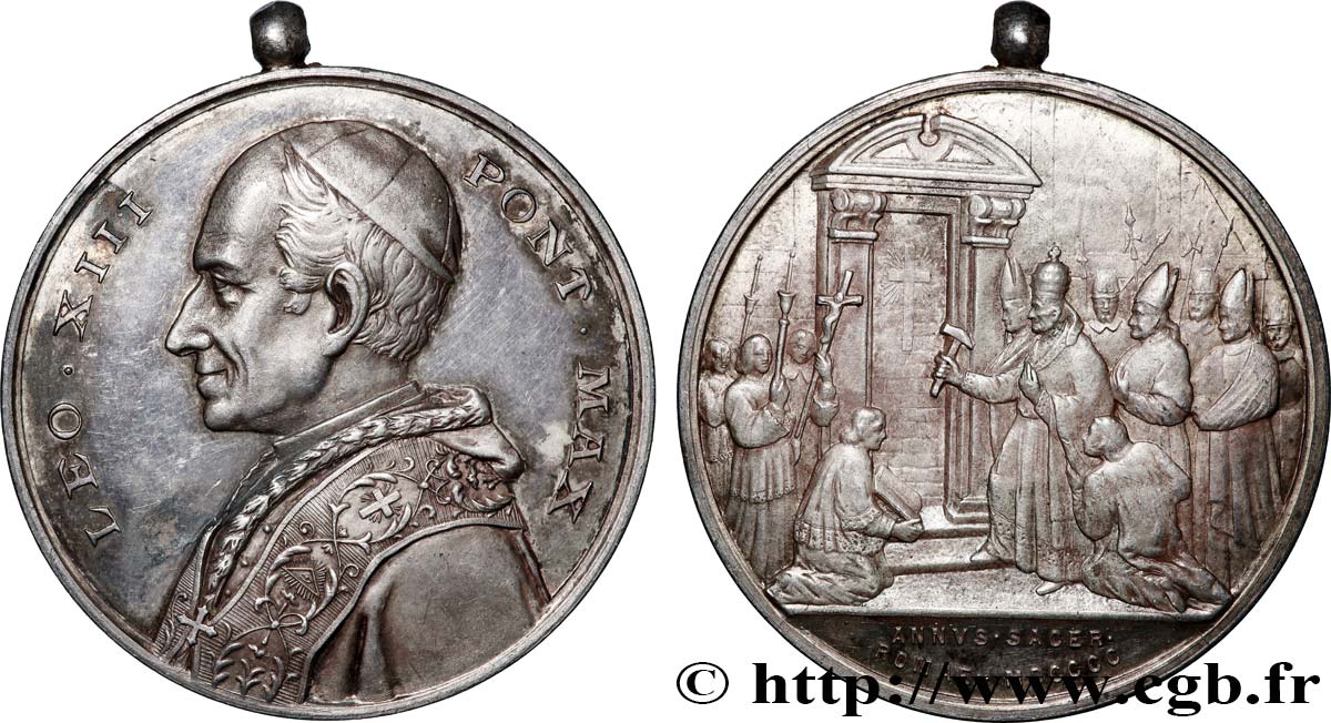 ITALIE - ÉTATS DU PAPE - LÉON XIII (Vincenzo Gioacchino Pecci) Médaille, Ouverture de la Porte Sainte TTB+