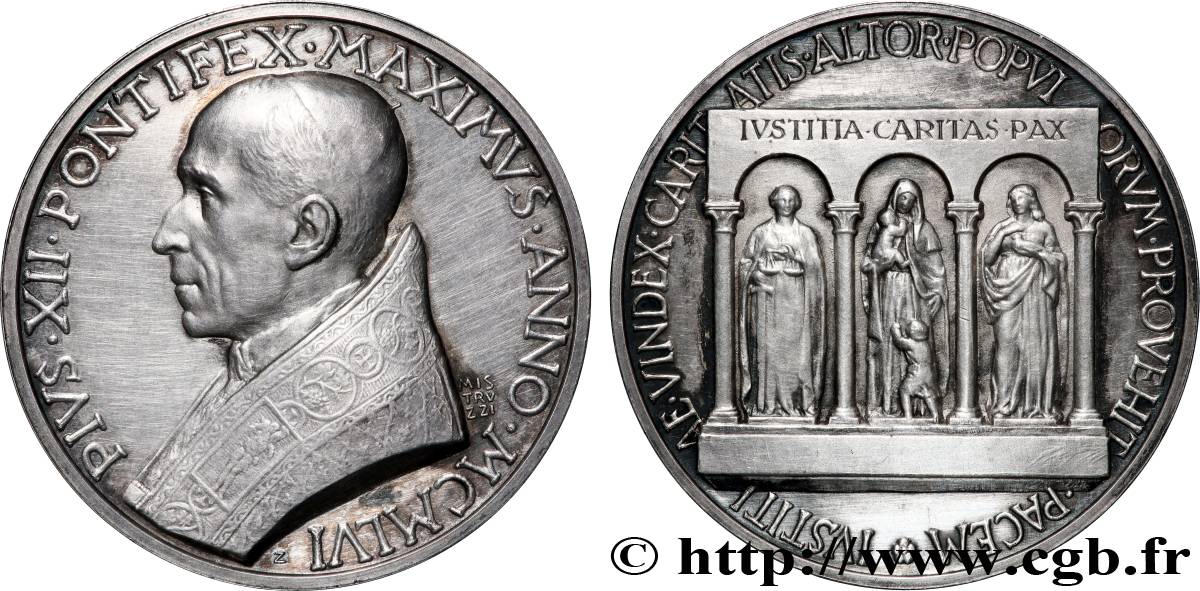VATICAN - PIE XII (Eugenio Pacelli) Médaille, 80e anniversaire du pape fVZ