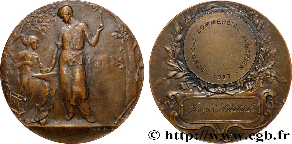 ALGÉRIE - TROISIÈME RÉPUBLIQUE Médaille, Syndicat commercial algérien fVZ