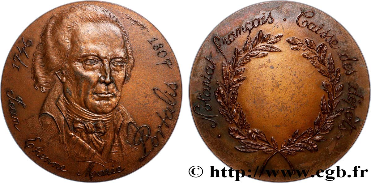 NOTAIRES DU XIXe SIECLE Médaille, Portalis, Caisse des dépôts TTB+