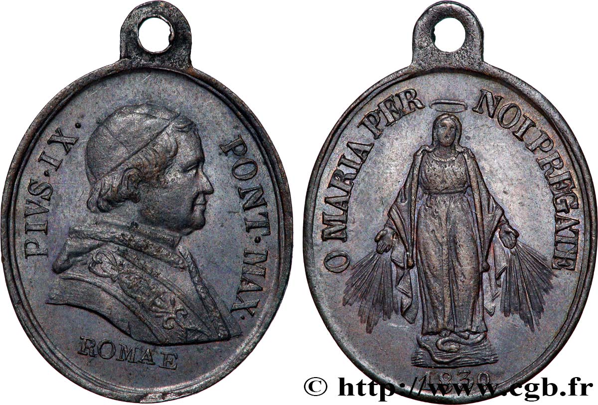 ITALIEN - KIRCHENSTAAT - PIE IX. Giovanni Maria Mastai Ferretti) Médaille, Marie conçue sans péchés fVZ